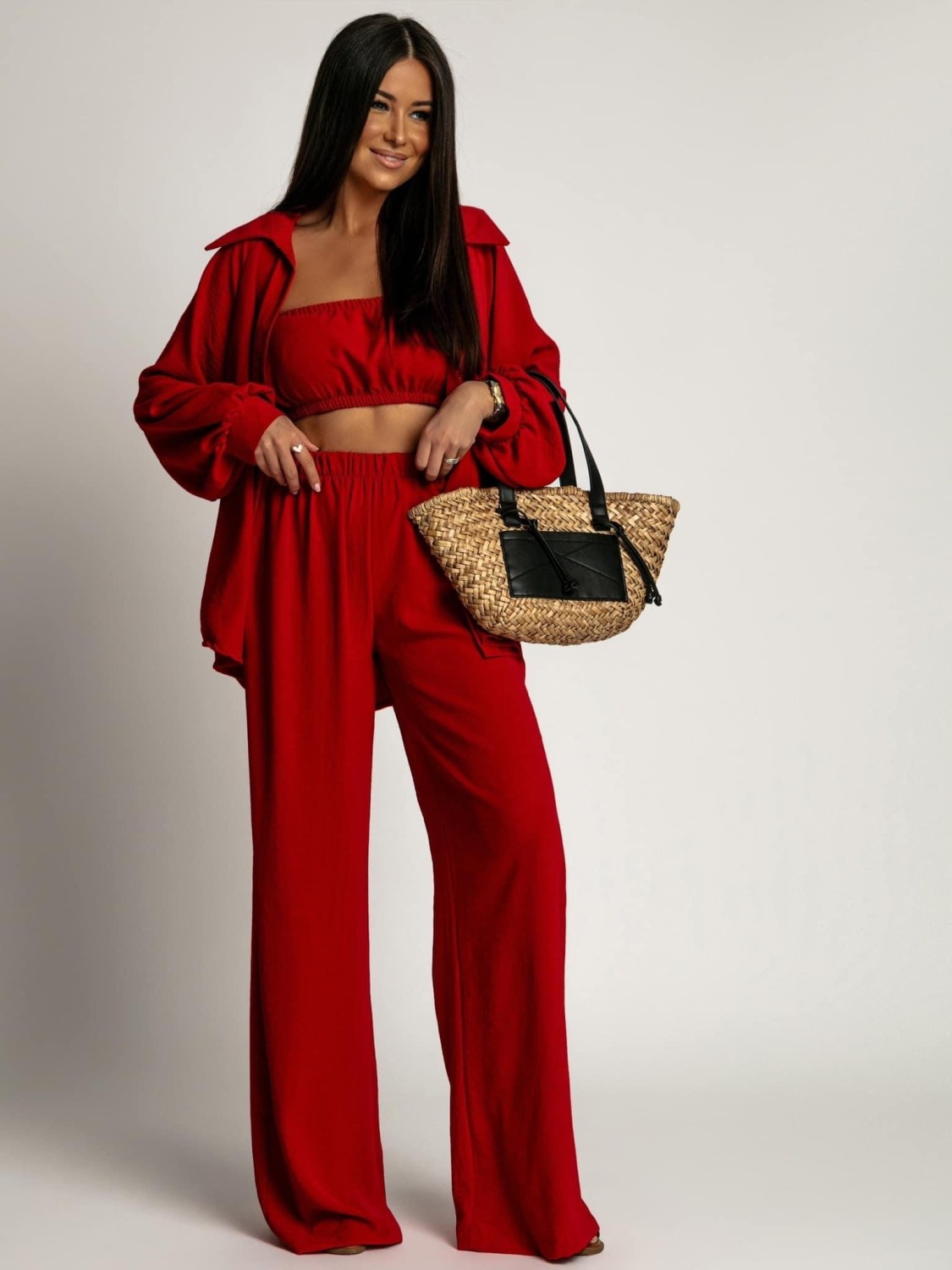 Komplet Szyfonowy CZERWIEŃ