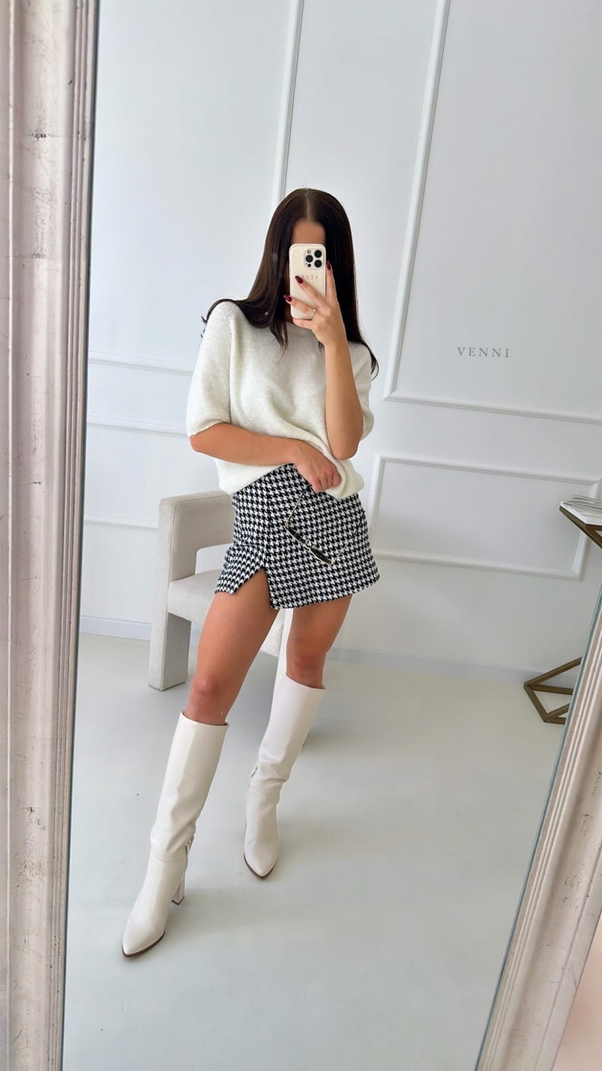 Biały Sweter Alpaka LIVIA